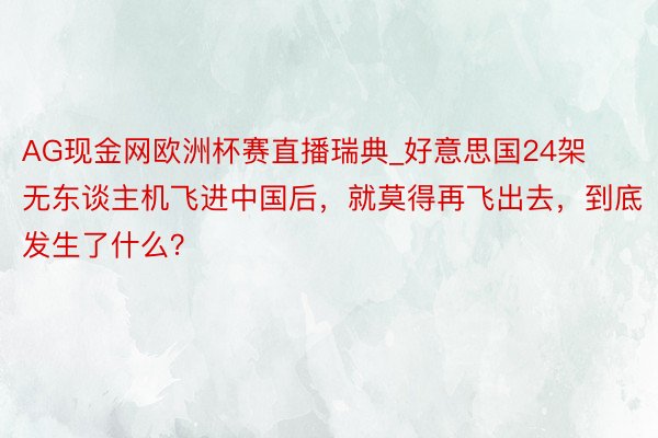 AG现金网欧洲杯赛直播瑞典_好意思国24架无东谈主机飞进中国后，就莫得再飞出去，到底发生了什么？