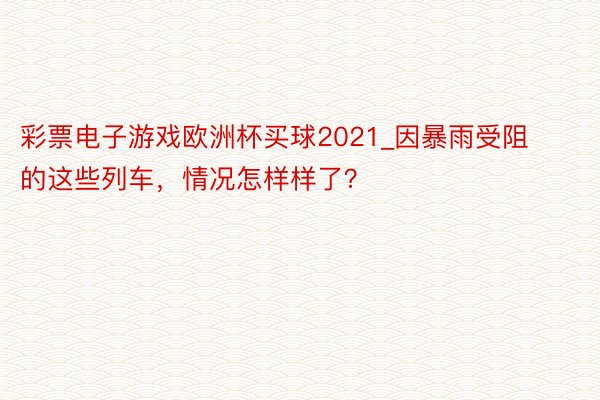 彩票电子游戏欧洲杯买球2021_因暴雨受阻的这些列车，情况怎样样了？