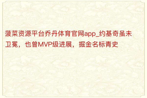 菠菜资源平台乔丹体育官网app_约基奇虽未卫冕，也曾MVP级进展，掘金名标青史